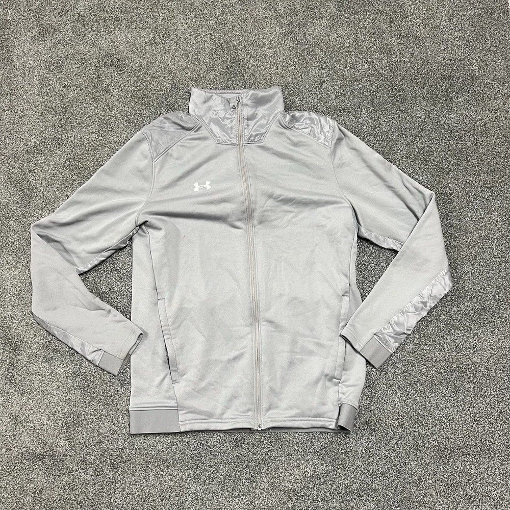 Under Armour ColdGear Full Zip Track Jacket Gray Mens Medium Athletic
